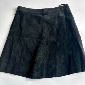 Acorn Black 100% Suede Leather A-Line Skirt Size 4